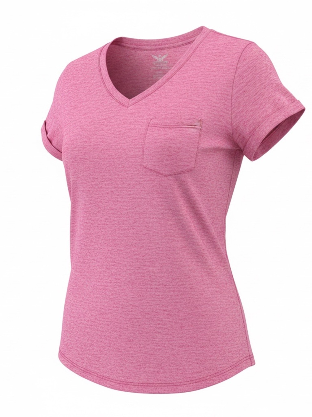 Faded Glory Heathered Pink V-Neck Pocket Tee